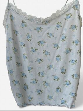 PLAYBOY Light Blue Rose Lace-Trim Cami